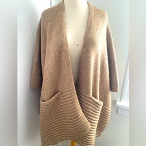 CUPCAKES & CASHMERE Tan Cardigan Cape Sweater With Pockets - Size One Size - NEW